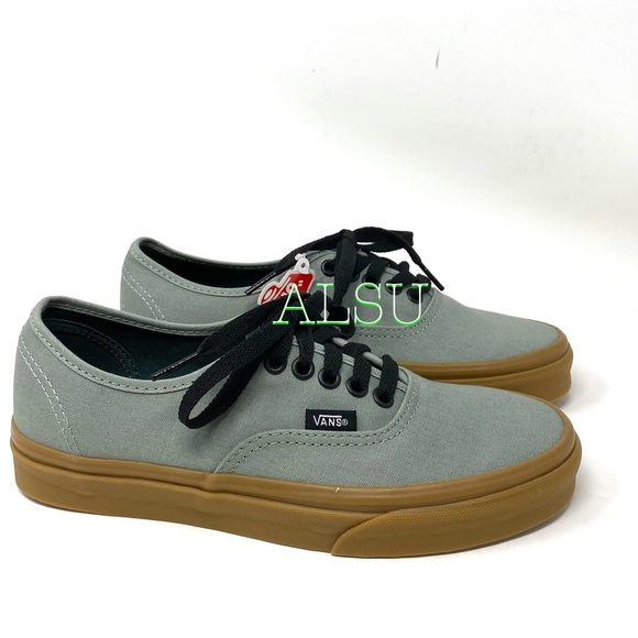 vans authentic shadow green & gum skate shoes